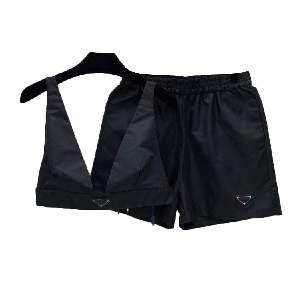 

Tracksuit woman sets for women two piece set womens bra vest top with short blue sexy fashion sport biker shorts 2 piece set women top womens designer Tracksuits, Black
