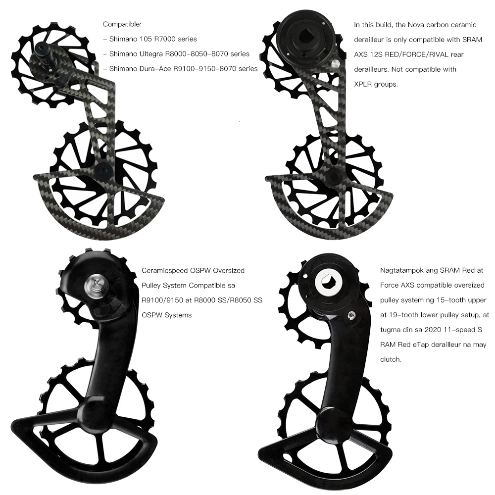 

Bike Derailleurs Road bike CS carbon fiber ceramics bearing Guide wheel Rear pulley for shimano 105R7000 R8000R8050R9100R9150SS transmission 230314