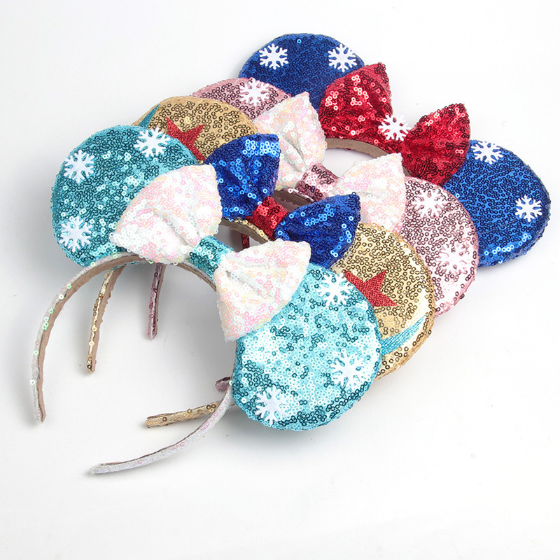 

Hair Accessories Mouse Ears Headband Sequins Bows Charactor For Women Festival Hairband Girls Party for kids, As pic
