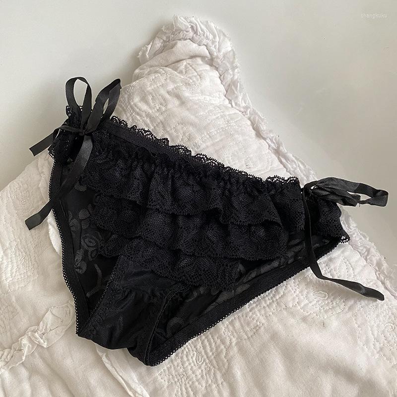 

Women's Panties Lolita Lace Printing Frenulum Ice Silk Women's Underwear Translucent Mesh Breathable Briefs Flower Side Soft Female H1, White