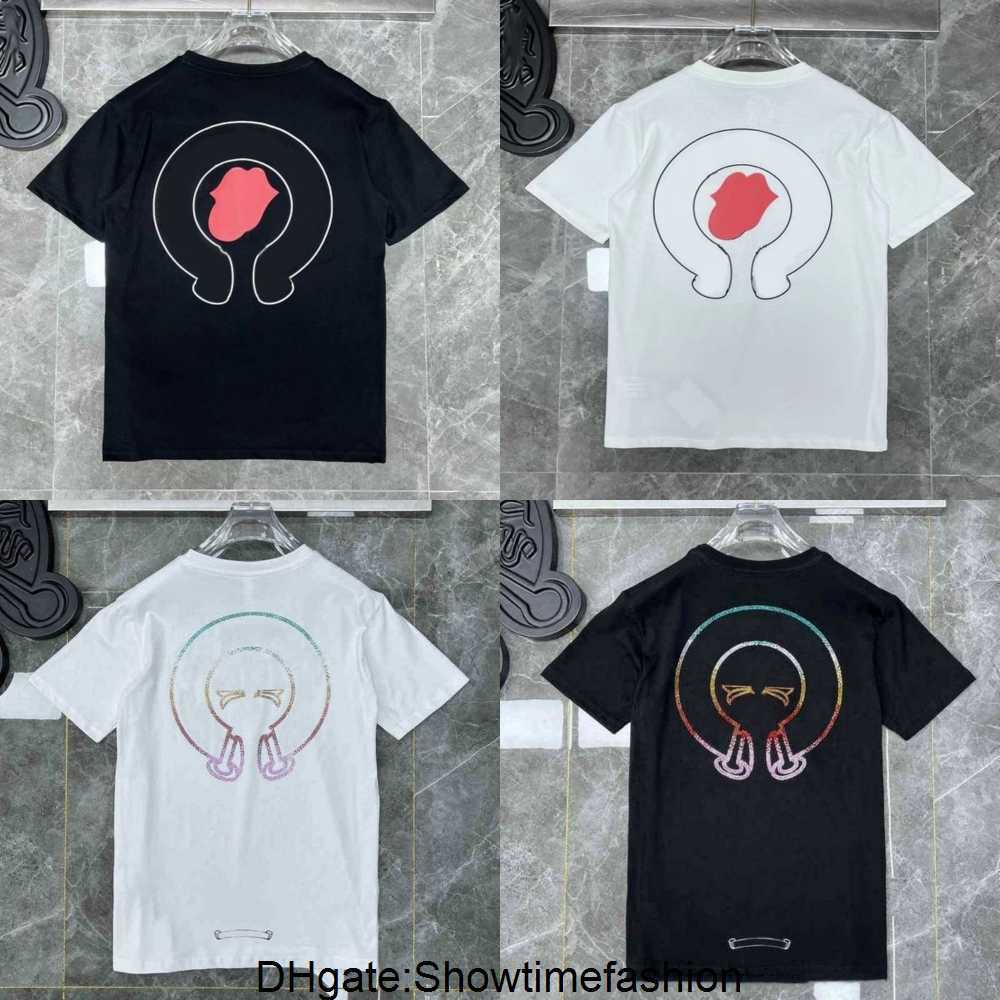 

Fashion Classic Mens Ch t Shirts High Quality Sanskrit Letter T-shirt Horseshoe Cross Pattern Tshirts Designers Hip Hop Sweater Woman Summer