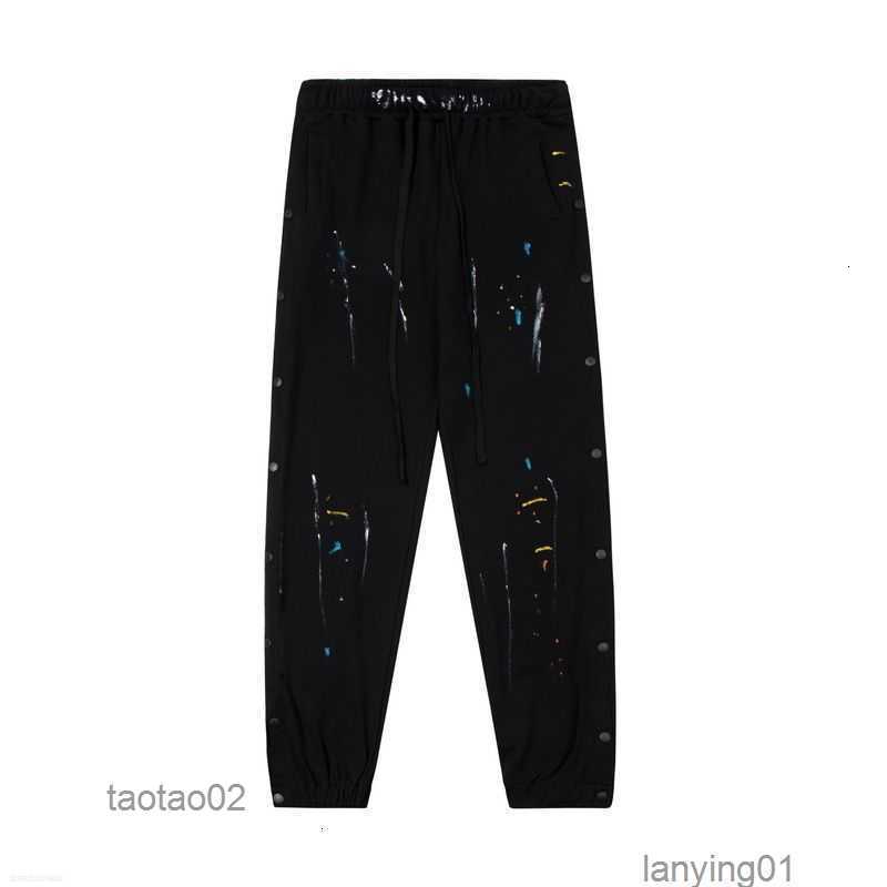 

Men' Pants Galleries Dept Designer Sweatpants Sports Correct Hand-painted Ink Splashing Graffiti Loose High Street Breasted Casualoxp1, Black high quality
