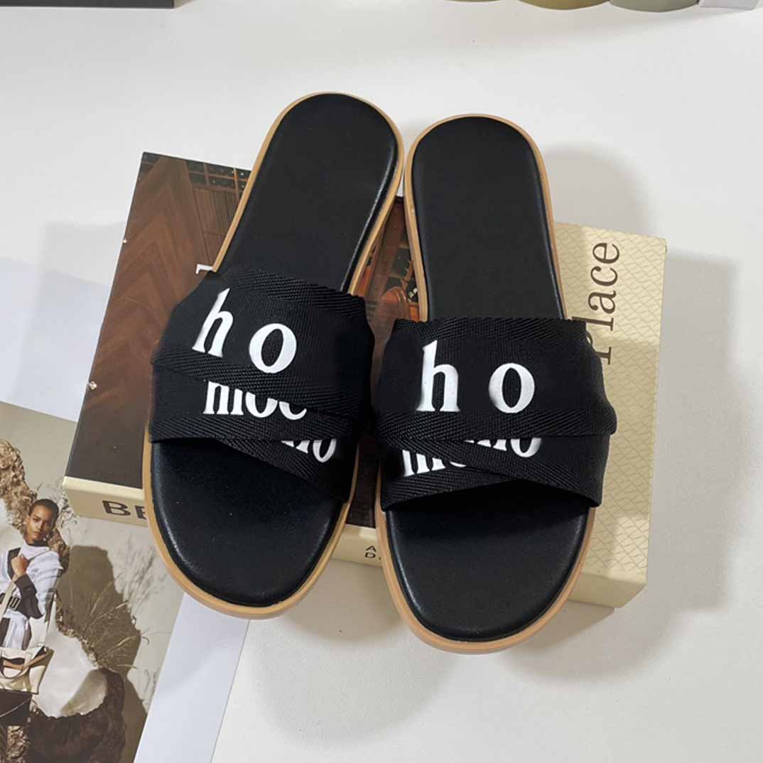 

Cross Slippers Summer Women Sandals Designer Letter Print Holiday Beach Shoes Non-slip EUR36-41, White
