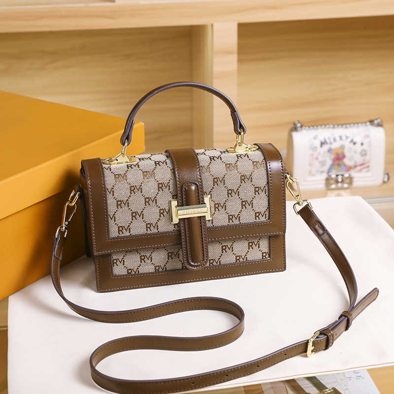 

French Brand Premium Women's Bag 2022 New Fashion Versatile One Shoulder Crossbody Bag Leather Handbag, Brown5