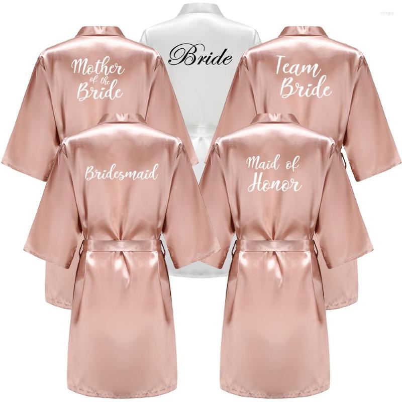 

Women' Sleepwear Wedding Bride Bridesmaid Robes For Women Bridal Party Gifts Team Dress Gown Silk Satin Kimono Sexy Summer Bathrobe, As the photo show