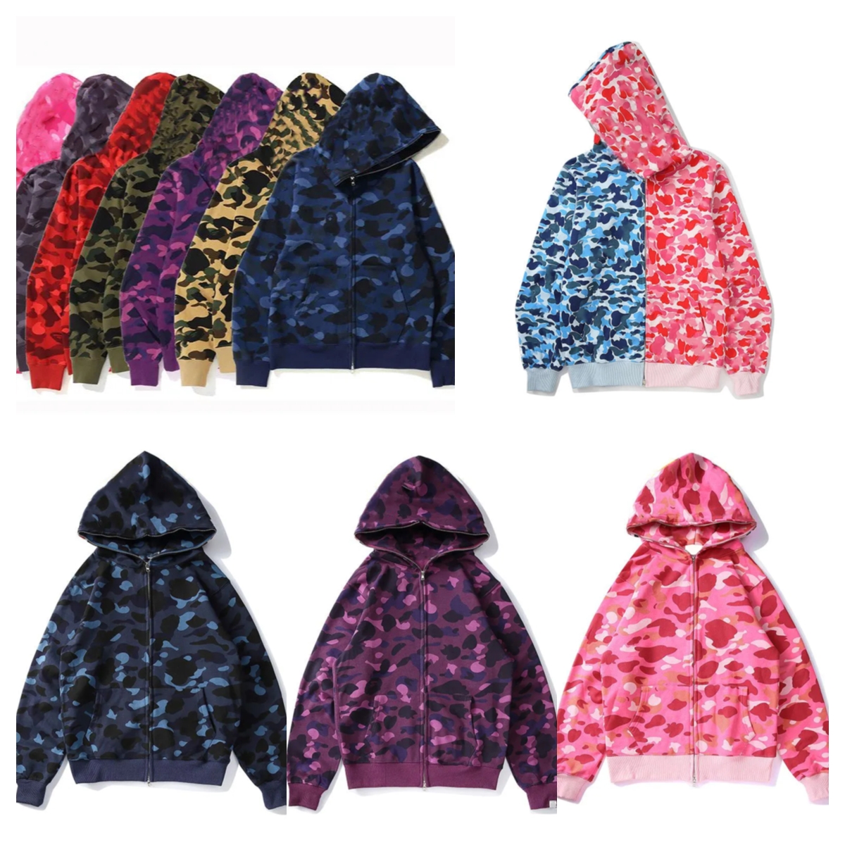 

Mens Designer Hoodie Full Zip Up Shark Hoodies for Woman Black Camouflage Jacket Blue Hoody Hooded Sweatshirt Man Womens Warm Long Sleeve Tech Fleece Cardigan 20ss, #13