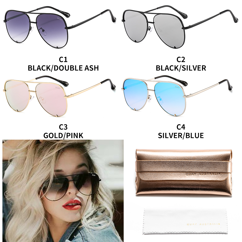 

New women's and men's fashion show Quay brand sunglasses specially designed star glass top UV400 protective belt box