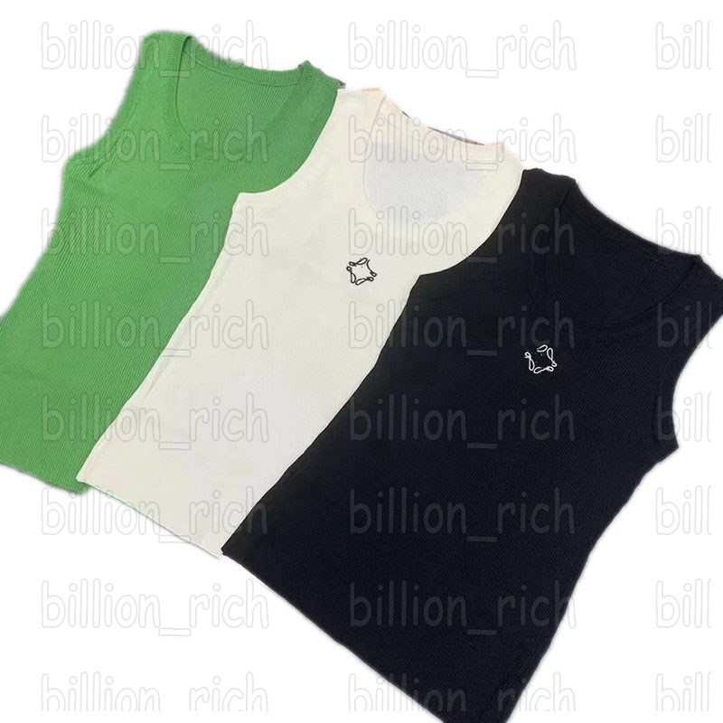 

Brand Women t Shirt Luxury Designers Young Lady Girls Knit Vests Sexy Chest Hollow Design Tank Tops, Green with tag