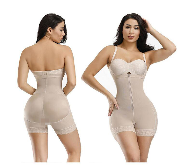 Women Bodysuit Waist Tummy Control Shapewear Sculpting Open Bust Body Shaper Butt Lifter Thigh Slimmer Zipper Closure-image-850172952