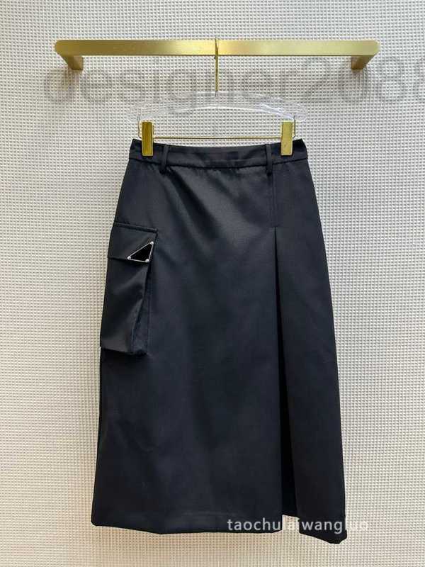 

Skirts designer women' cool and hsome work clothes high waist thin A-line split long skirt RCMQ, Black3