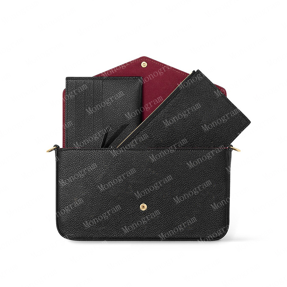 

2023 chain bag felicie pochette womens designer purses women 3in1 shoulder bag crossbody fashion pochette brown flower leather 61276 69977 80482 with box #LFP-06, #05 turtledove