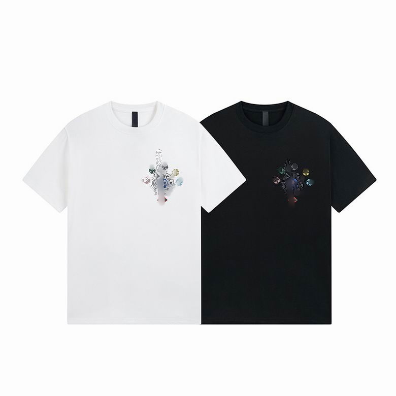 

2023SS Fashion Mens Multicolor Cross Scroll Short Sleeve T Shirt Black White Short Designer Clothing Tees Womens Tshirts Tops Shorts
