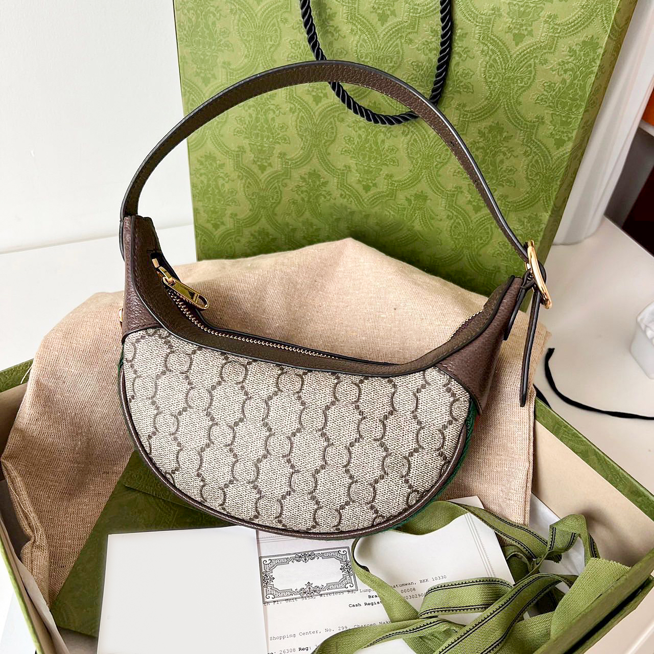 

mini underarm Double G half moon bag Ophidia handbag crossbody tote pouch Women's mens Nylon canvas Luxury Designer classic letters pattern Shoulder clutch bags hobo