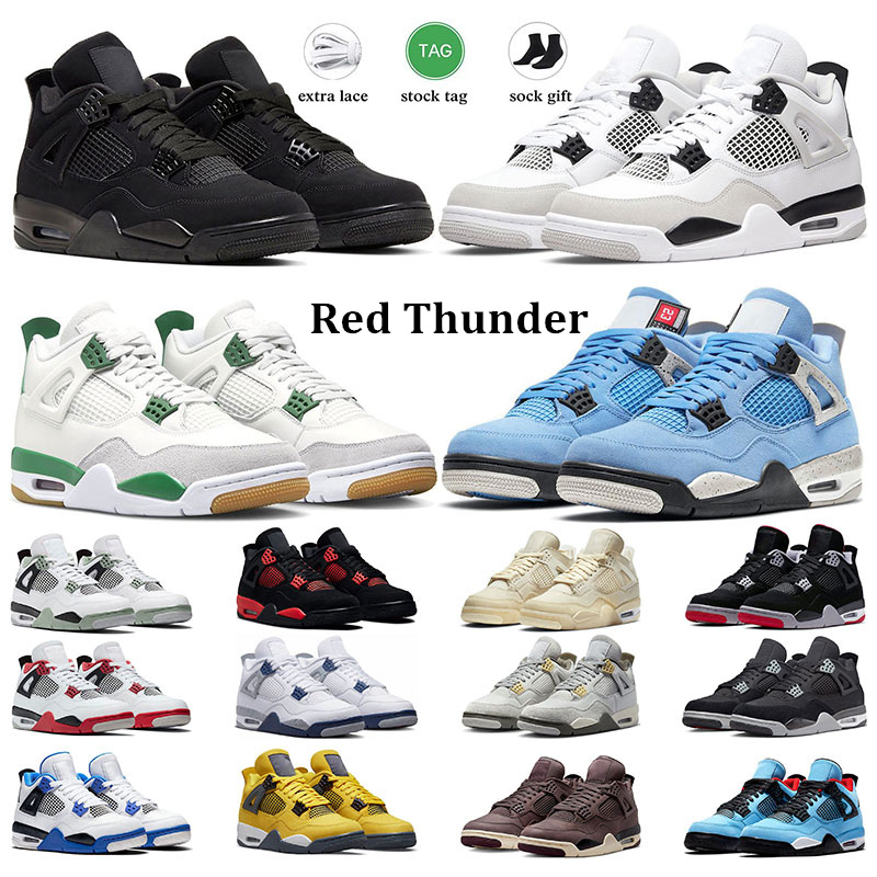 

Military Black Men Basketball Shoes 4 Cactus Jack 4s SB Pine Green Mens Sneakers Black Cat University Blue Metallic Red Thunder Women Soprts Trainers, 29