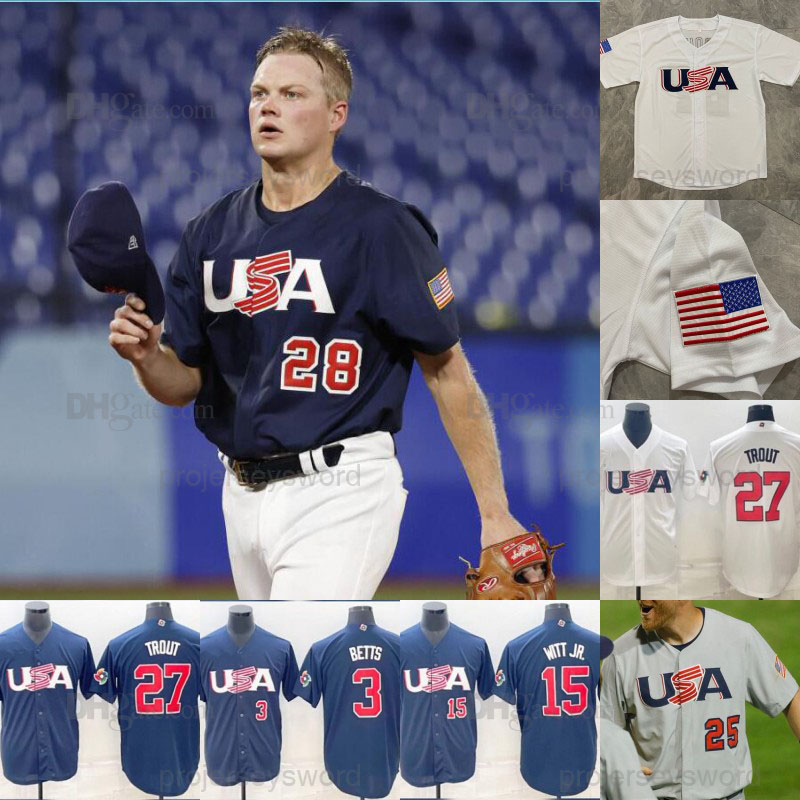 

2023 USA World Baseball Classic WBC Jersey Nolan Arenado Mookie Betts Tim Anderson Trea Turner Kyle Schwarber Pete Alonso Clayton Kershaw Mike Trout Nestor Cortes, Mens cool base white