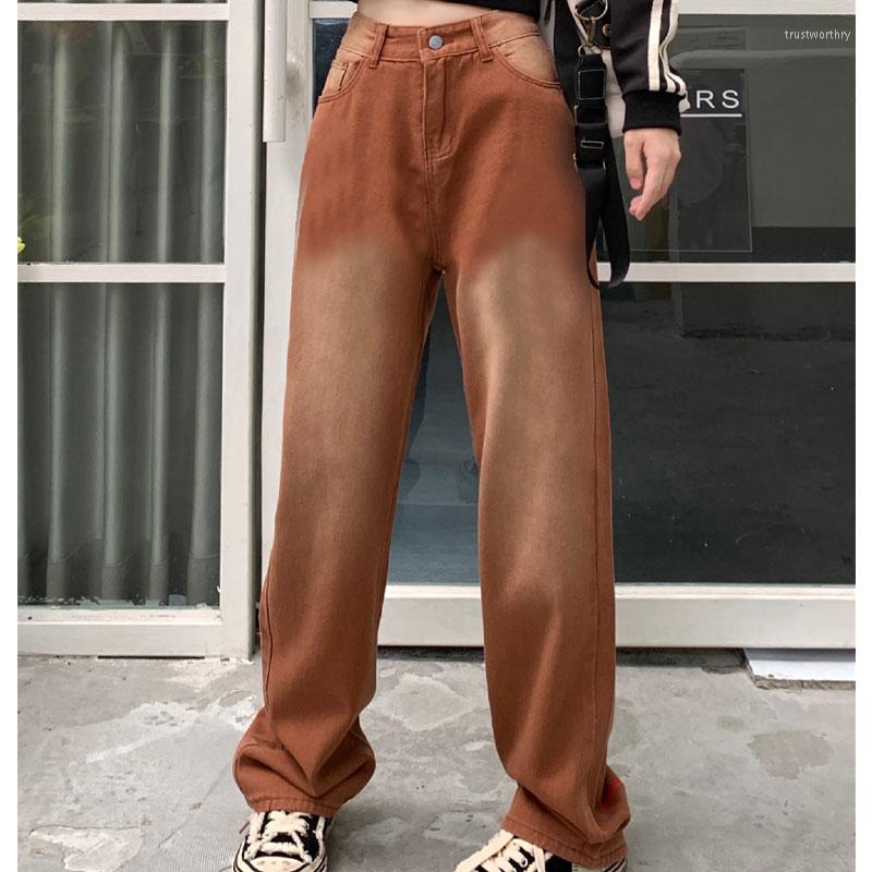 

Women' Jeans 2023 American Vintage Gradual Brown Denim Women Autumn High Street Casual Female Straight Pants Vaqueros Mujer 23846, Light brown