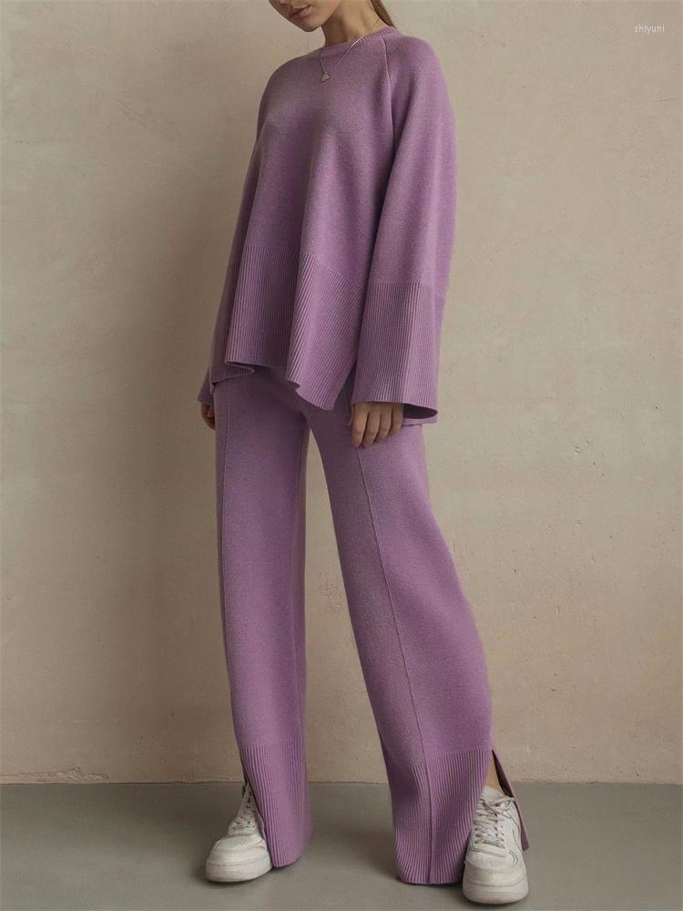 

Women's Tracksuits Tossy Losse Casual Ladies Two Piece Sets Knitwear Oversized Sweater And Flared Pants Women Knit Tracksuit Outfits, Beige