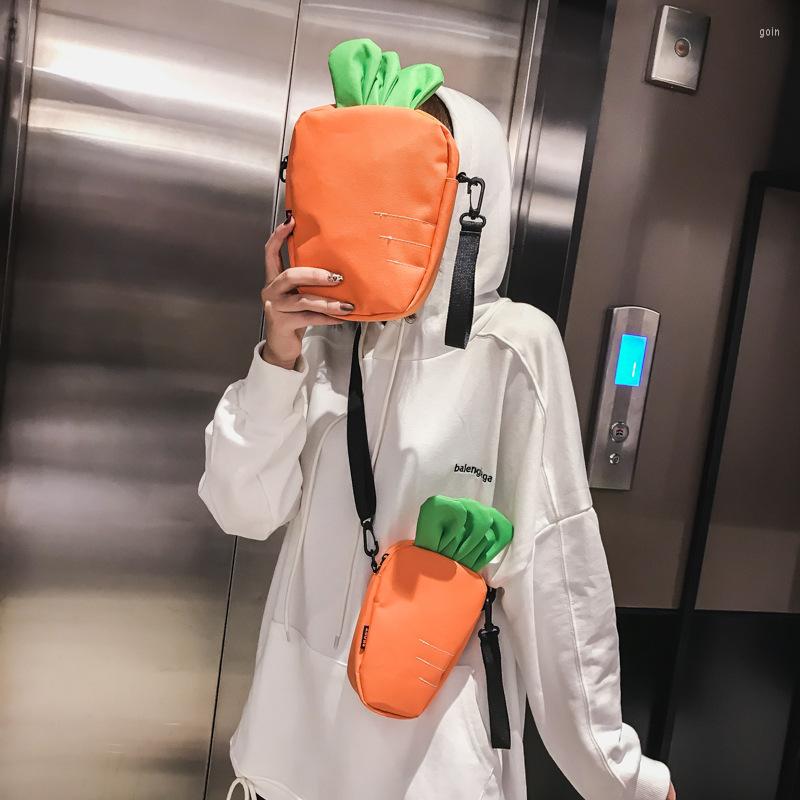 

Shoulder Bags Trendy Creative Mobile Phone Bag Female Canvas Soft Girl Cute Carrot Mini Student Small, White tuba