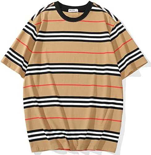 

Men's tee shirts sleeve tee fashion loose fit classics crew neck stripe t-shirtZNRV, 6130 green white