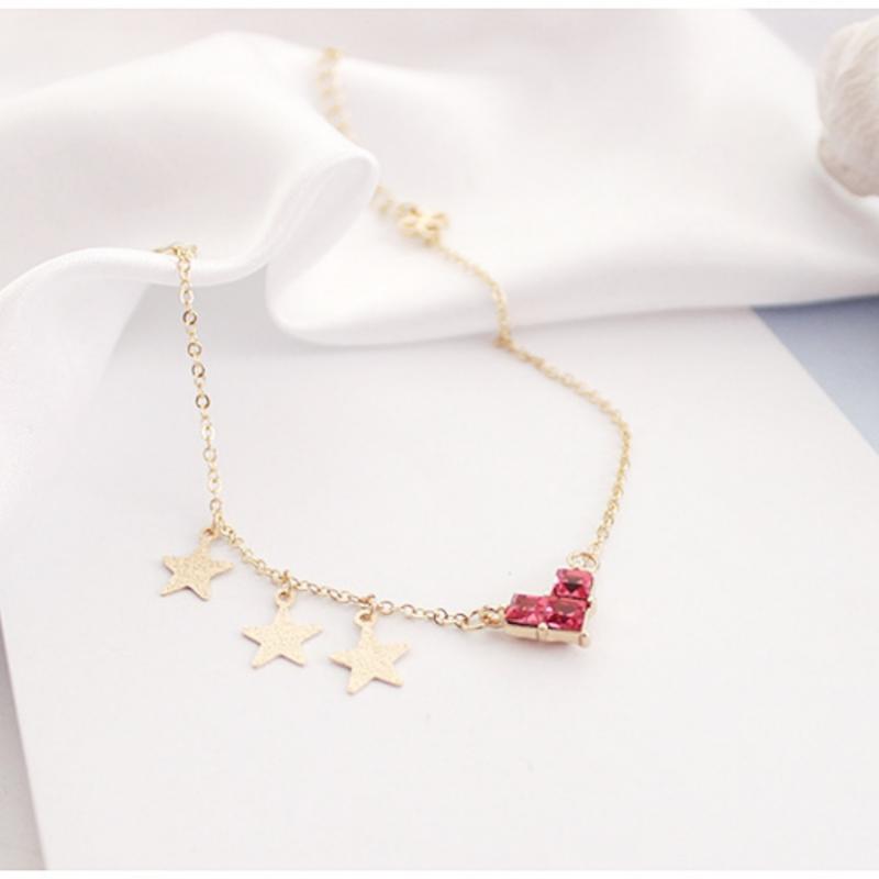 

Link Bracelets Red Rhinestone Heart Bracelet Fashion Bangle 2023 Jewelry Elegant Gift Present For Women Wholesale Accessory Chain