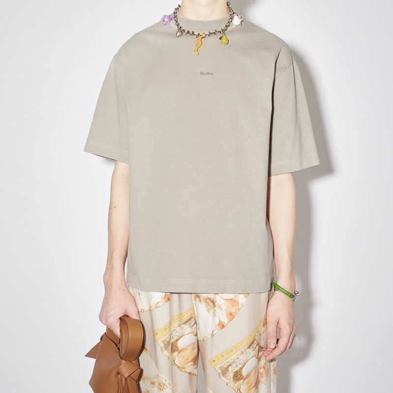 

23SS Studios Letter Printed Tee Fashion Short Sleeve Crew Neck T-Shirt Solid Color Man Women Summer Casual Hip Hop Highstreet FZTX2152, Khaki