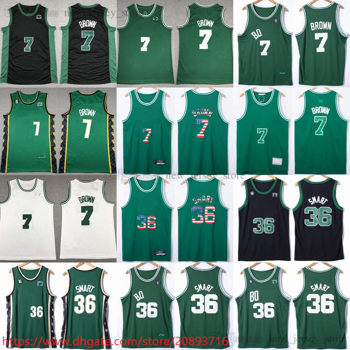 

2023 New Basketball 7 JaylenBrown 36 MarcusSmart Jerseys Stitched With 6 Patch Black White Green City Jerseys Shorts, Other jerseys. contact seller