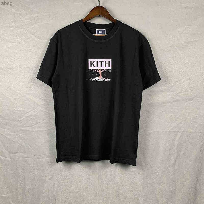 

T-shirts Men' Kith Kiss Tokyo Limited Cherry Tree Spring and Summer Fashion Brand Printed Short Sleeve Round Neck Loose Trend B9wq, White