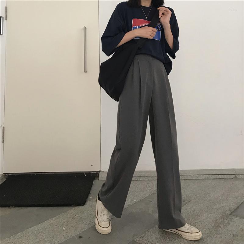 

Women' Pants Straight Large Size Casual Solid Wide Leg Trousers Streetwear Suit Full-Length Selling Chic Loose High Quality Q52, Gray
