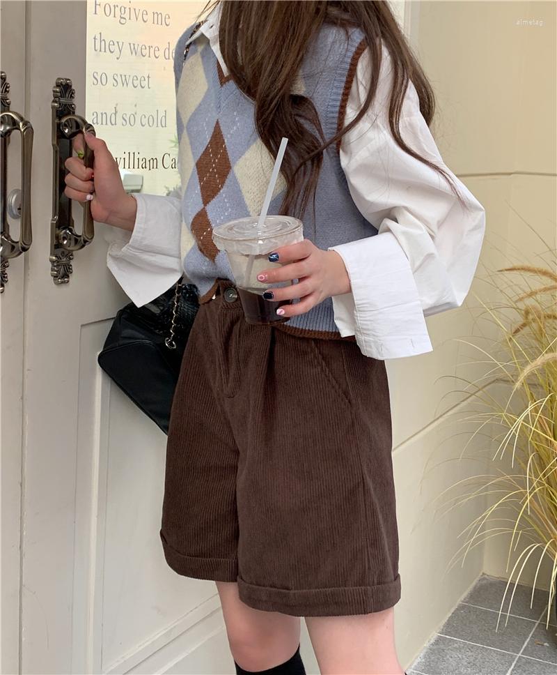 

Women's Jeans GLL0952 2023 High Waist Slim Corduroy Capris Autumn Casual Pants Ins Wide Leg Shorts Fashion, Blue