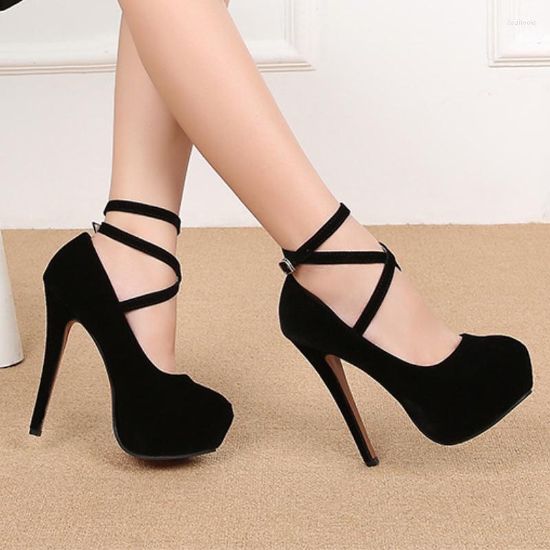 

Sandals 2023 Women Stilettos Platform Elegant Metal Woman Pumps Black Red Medium Heel Shoes