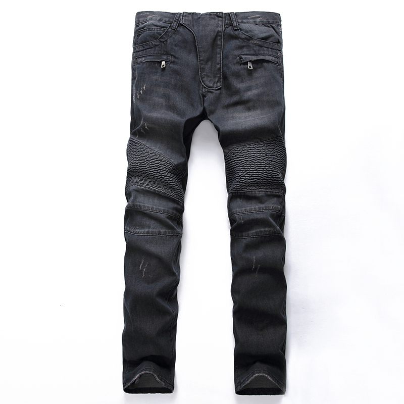 

Men's Jeans Men Plus Size 28-42 Retro Motorcycle Long Jeans Pleated Denim Pants High Street Zipper High Quality Brand For Male 230316, 1711blue
