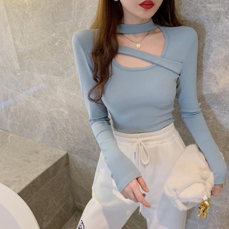 

Women' T Shirts Women' Shirt Sexy Hollow Out O Neck Long Sleeves Slim Cotton Tops Wholesale Spring Autumn 2023 Fashion Lady Clothing, Black