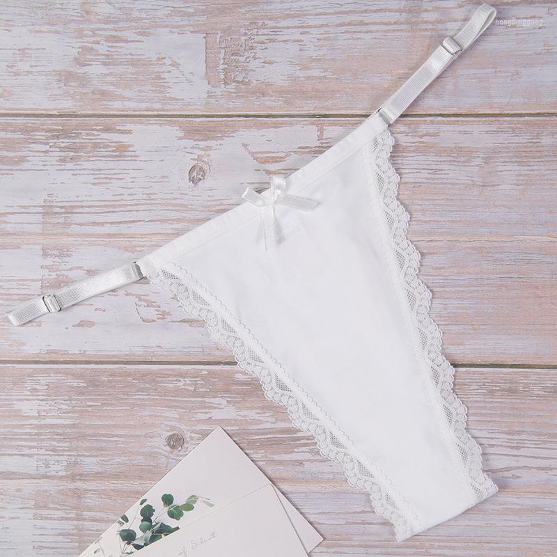 

Women' Panties Adjustable Strap Low Waist Women Lace Ruffles White Sexy Thong G Strings Underwear T Back Lingerie Micro Tangas Mujer