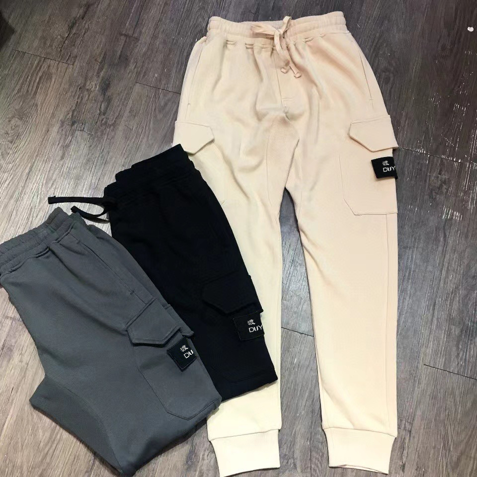 

DUYOU Men's Pants Brand Designers Pants Metal Nylon Pocket Embroidered Badge Casual Trousers Thin Reflective Pants Size M-2xl 0080, Khaki