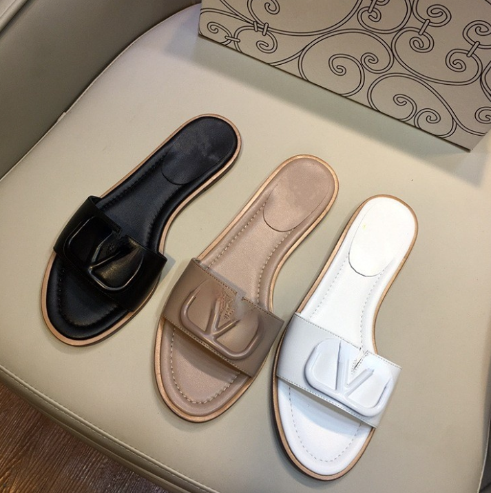 

New Metal Outdoor Slippers All-Match Rhinestone Genuine Leather Open Toe Flat Sandals for Women Quality, Aspic