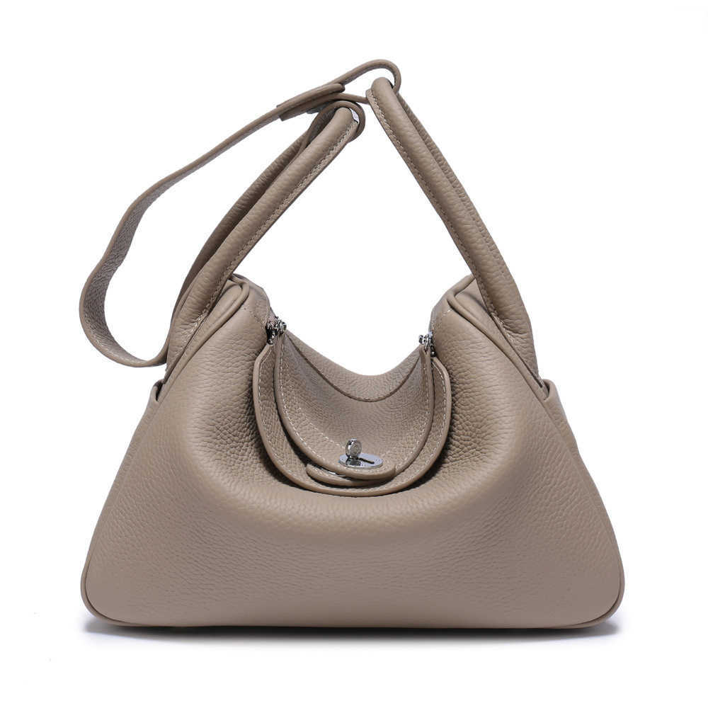 

Bags Lindys bags Home H bag leather lychee grain head layer cow new one shoulder cross body portable lady doctor ayw, Elephant gray