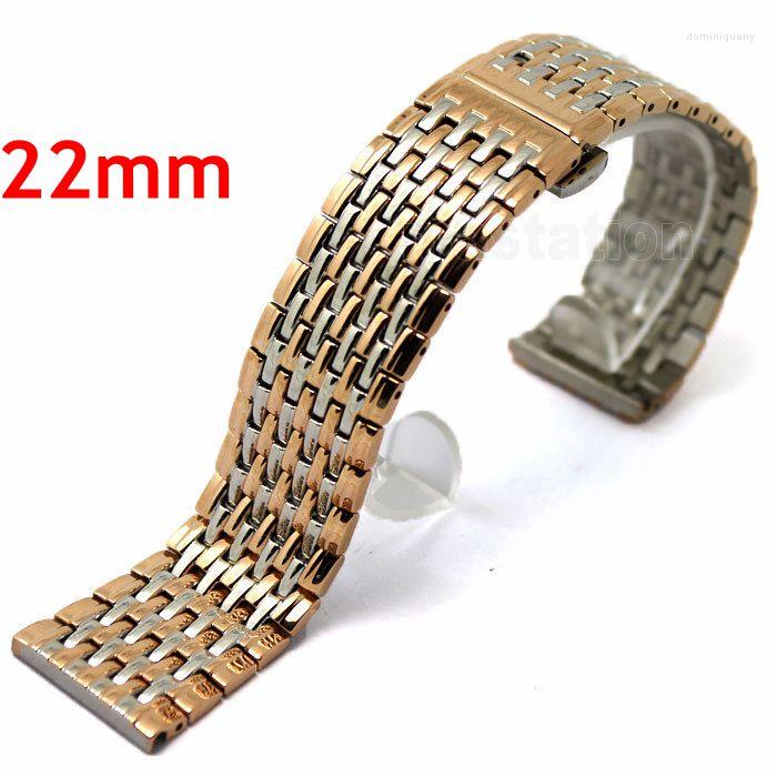 

Watch Bands Rose Gold Color 22mm Stainless Steel Band Wrist Strap Bracelet Deployment Buckle With Push Button GD013322