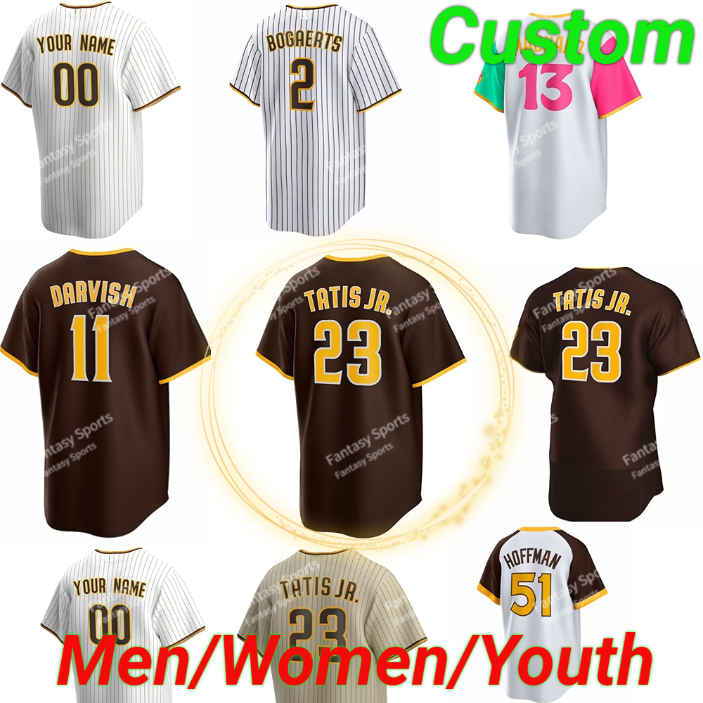 

Custom Juan Soto Jersey Fernando Tatis Jr. Manny Machado Ha-Seong Kim Tony Gwynn Jurickson Profar Yu Darvish Bogaerts Cronenworth Baseball Jerseys Men Women Kids, Kids brown jersey