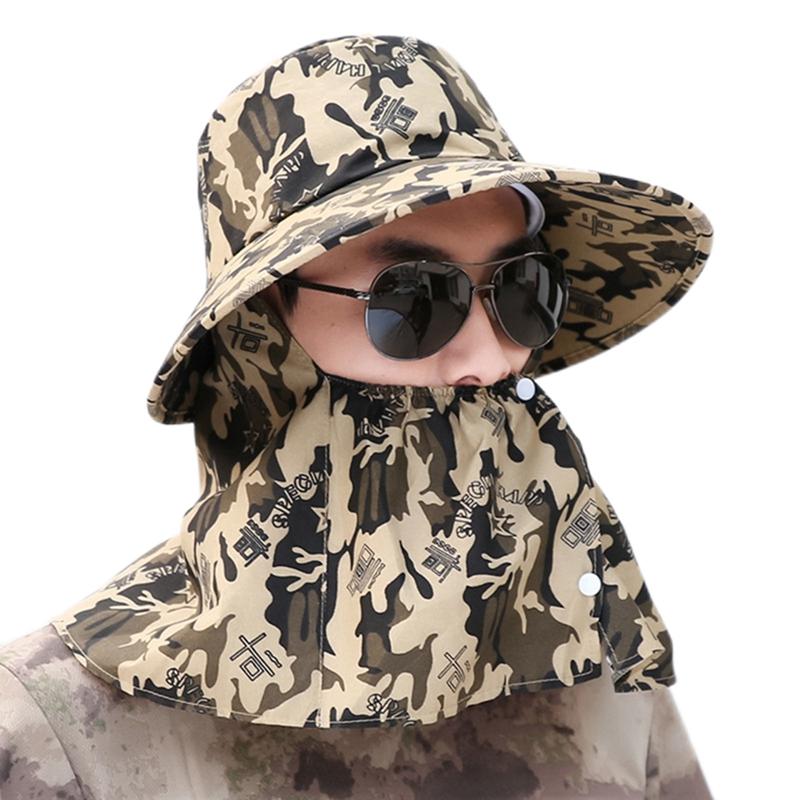 

Wide Brim Hats Camouflage Bucket Hat Detachable Military Boonie With Neck Flap Outdoor Sports Camping Sun UV 360 Protection CapWide, Mz2