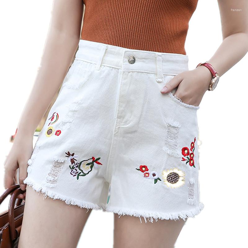 

Women's Shorts White Denim Women Summer 2023 High Waist Loose Korean Wild Student A-line Wide-leg Pants A363
