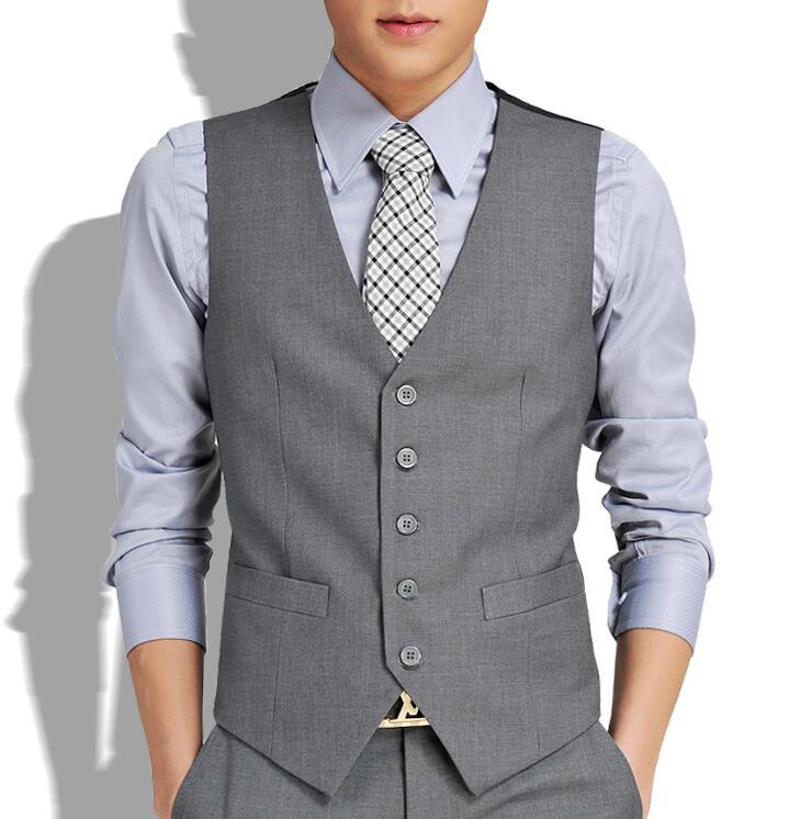 

Men' Vests Rompi Setelan Pria Slim Fit Kasual Bisnis Formal Hitam Abu-abu Kedatangan GiletMen, Gray