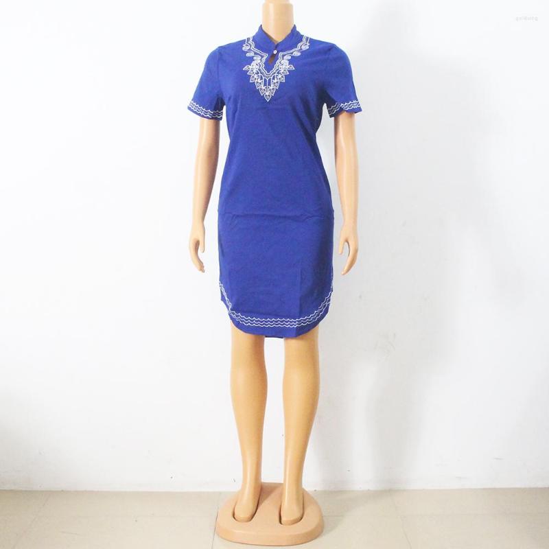 

Ethnic Clothing African Dresses For Women Blue Cotton American 2023 Style European Sexy Dress