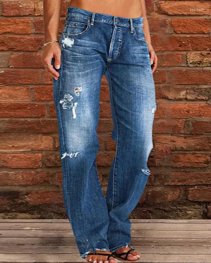 

Women' Jeans Ripped Low Waist Straight Leg 2023 Fashion Women' Pants Elegant Trouser Casual Bottom