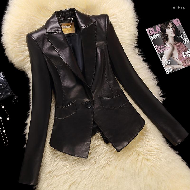 

Women' Leather Short Genuine Jacket Women Sheepskin Coat Female Korean Suit Spring Autumn Fashion 2023 Mujer Chaqueta Pph3206, Black