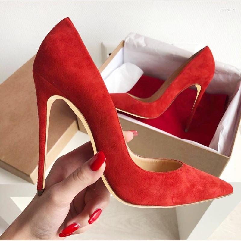 

Dress Shoes Red Suede High Heel Pumps 8 10 12cm Stiletto Heels Shallow Brand Wedding Banquet Party Big Size 45, Customized