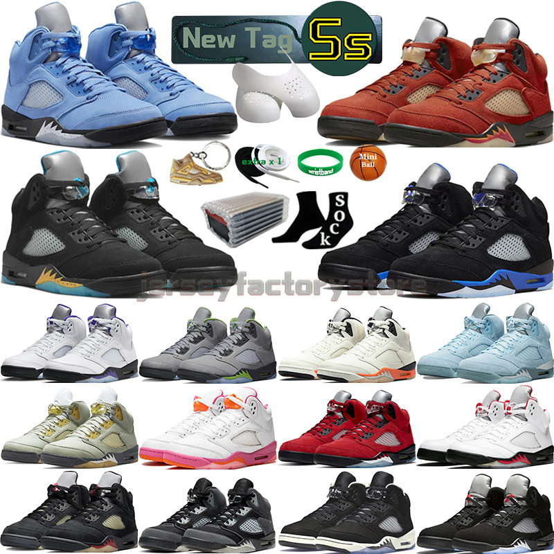 

With Box 5 Basketball Shoes men women 5s Craft Aqua Concord Green Bean Racer BlueBird Oreo Metallic Raging Fire Red We The Best Island Green Wings Mens Sport Sneakers, Color-12