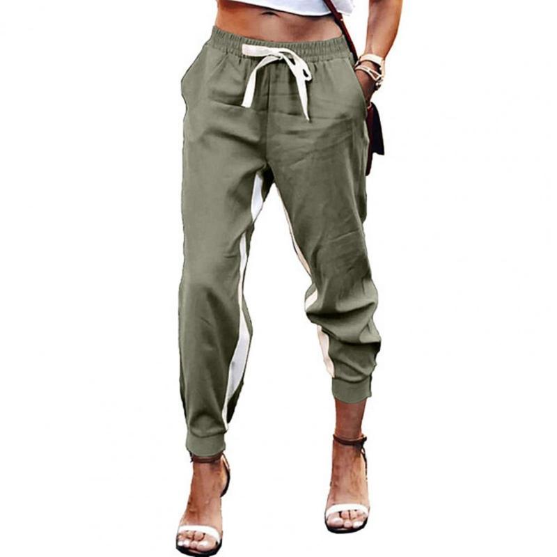 

Women' Pants & Capris Women Casual Side Stripe Pockets Drawstring Ankle Tied Sweatpants Female Sweatpant Elegant Trouser Jogger Lady Pocket, Black