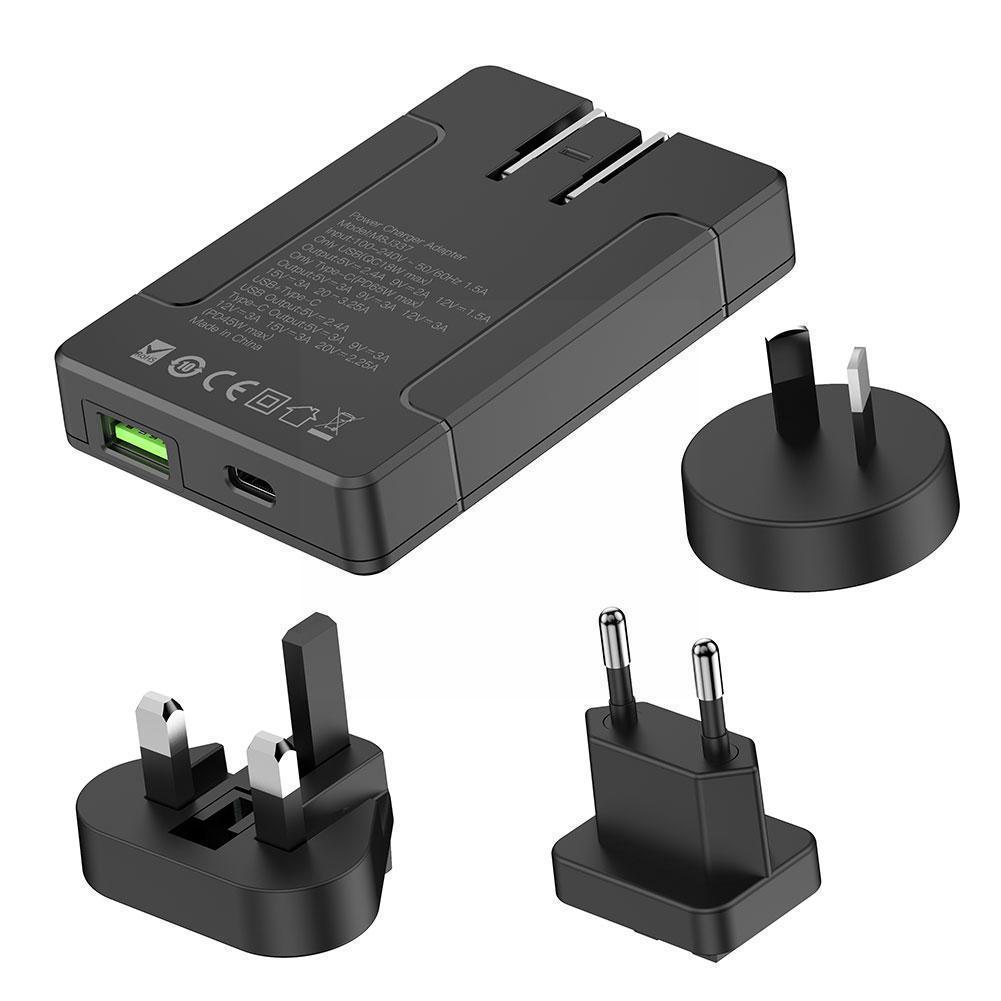 Budi 65w Dual Fast Wall Charger Pd 3.0 Usb C UK US EU AU Foldable Plug Adapter With 18w Usb A Travel Fast Charger For Iphon A3L3-image-850491657