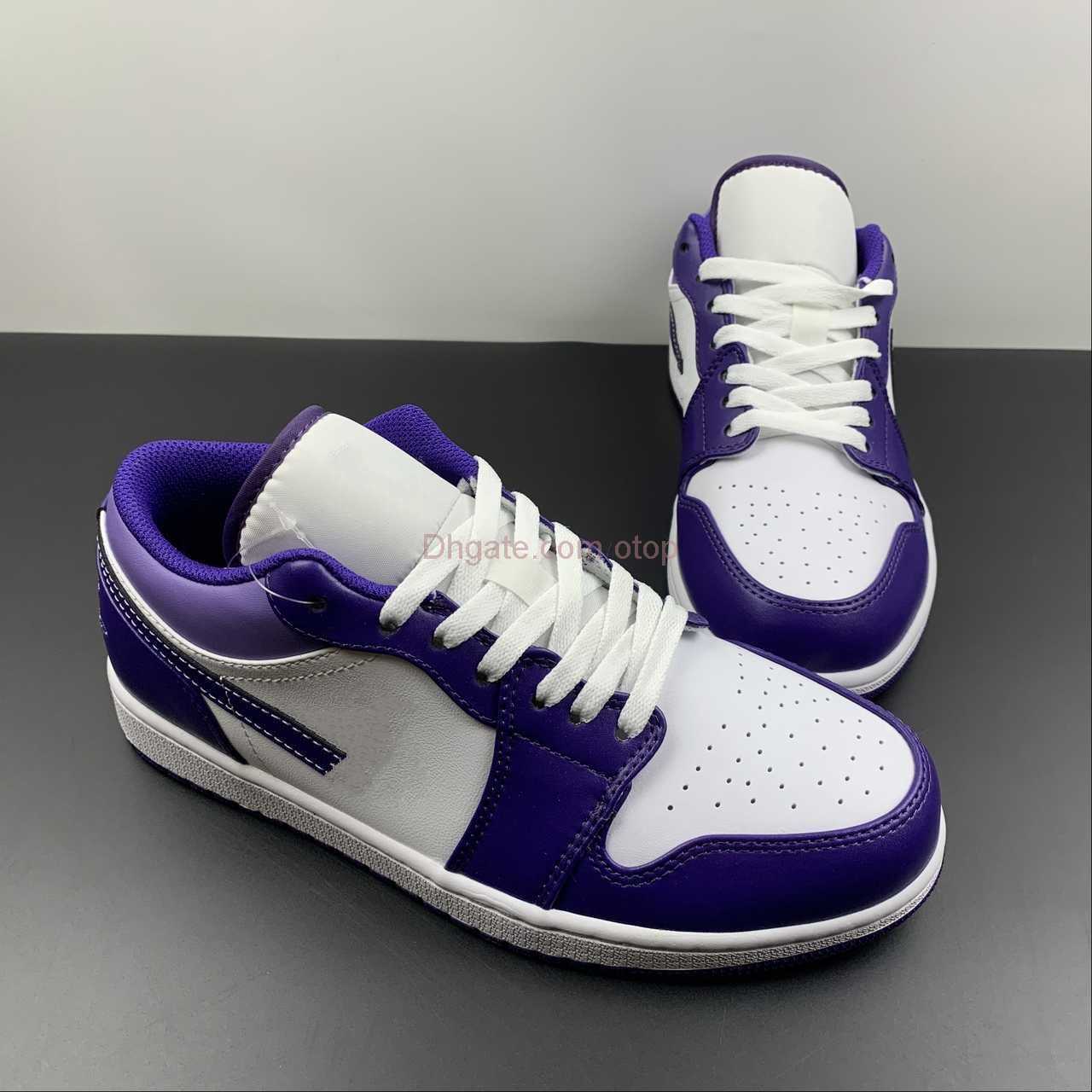 

Runnning shoes 1 Low Court Purple White Womens Mens Sports shoes Court Purple Black White Footwear Sneakers Shoes 553558-500 for size EUR 36-46, 553558-515