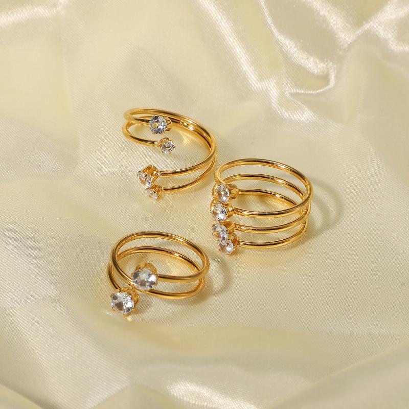 

Cluster Rings Stainless Steel Micro Inlaid Flash Diamond Open Ring Design For Women Personality Index Finger Party Jewelry GiftCluster